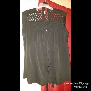Black cage top blouse